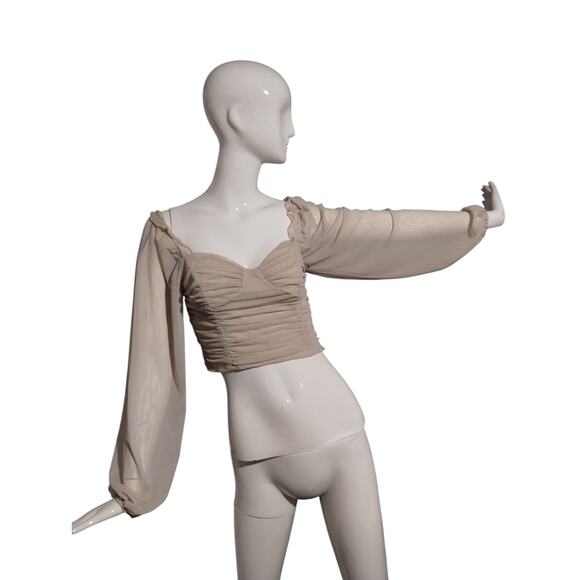 Forever 21 Women's size Medium Fairycore Whimsical Babydoll Rushed Mesh Crop Top - Picture 8 of 9